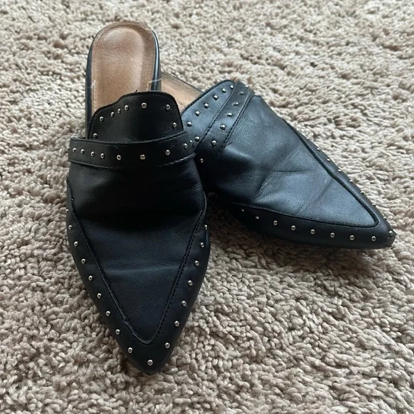 SOLD Faux leather black studded mules - Picture 5 of 6